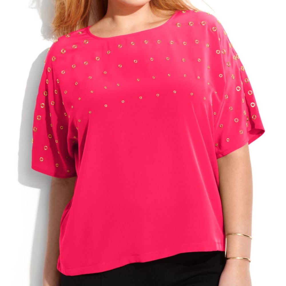 Calvin Klein Short Sleeve Top With Gold Grommets